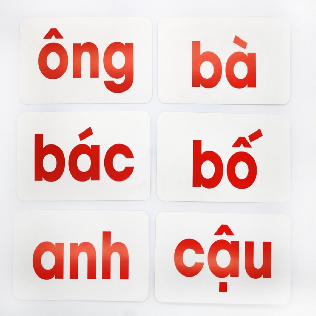 Bộ thẻ học glenn doman chuẩn flashcard chữ tiếng việt cơ bản 100 thẻ Shop Bố Su