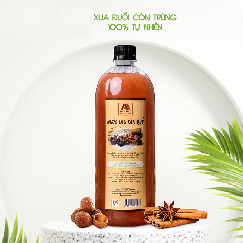 Nước lau sàn, lau nhà Organic hương Quế đuổi côn trùng, làm sạch nhà chai 1000ml