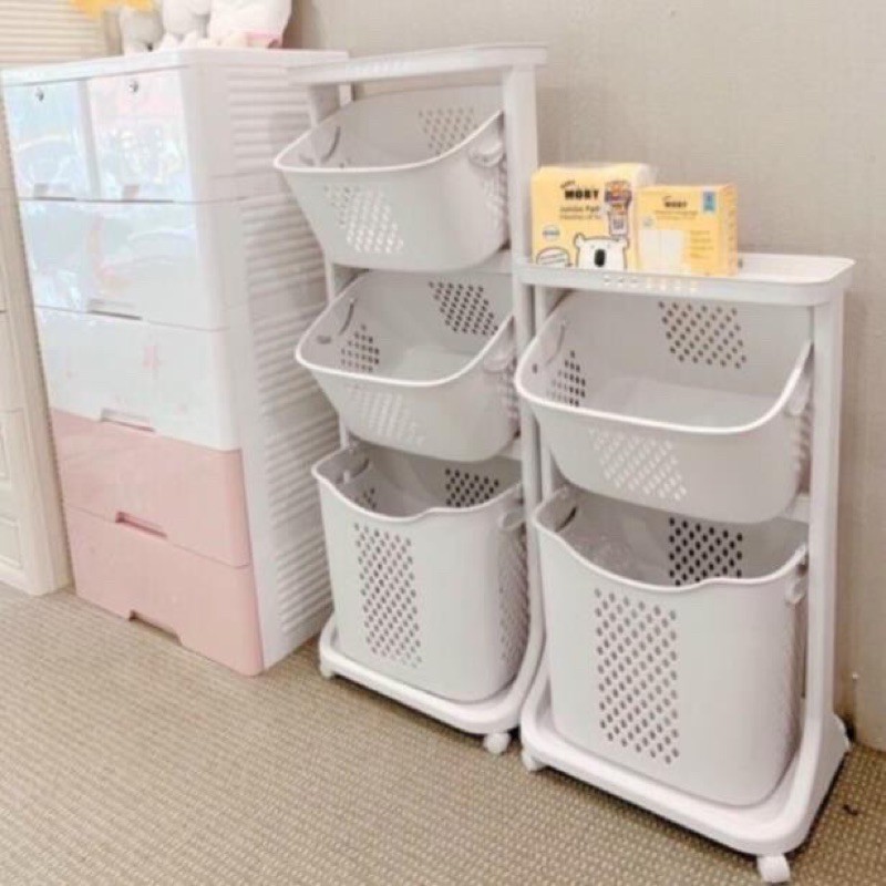 Kệ đựng đồ đa năng 5567 Việt Nhật, kệ 3 tầng có bánh xe