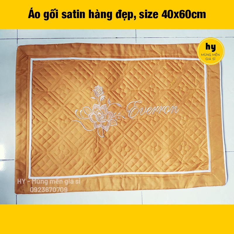 Áo gối 40x60cm chần thêu cao cấp, may viền, có khóa kéo - ẢNH THẬT 100% | Mùng mền giá sỉ Hy