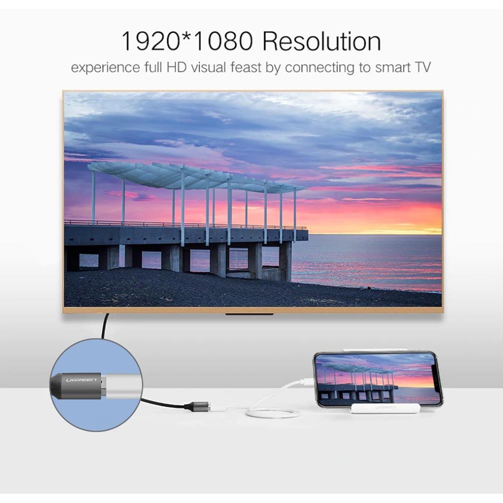 Cáp Kết Nối Điện Thoại sang Tivi, Máy Chiếu Hỗ trợ FullHD 1080p chính hãng Ugreen 50291 ✔HÀNG CHÍNH HÃNG ✔
