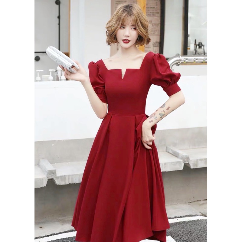 [Mã FATHANG5 giảm 10K đơn 50K] Đầm đỏ cổ khoá form dài (kèm hình thật) | BigBuy360 - bigbuy360.vn