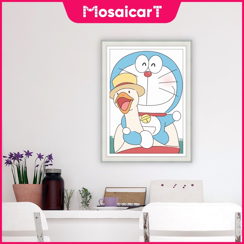 Bộ Tranh Đính Đá 5D Tự Làm 30x40cm / 40x50cm Hình Doraemon Trang Trí Nhà Cửa