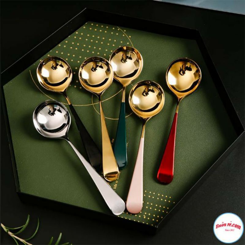 Thìa inox mạ vàng phối màu hàng đẹp