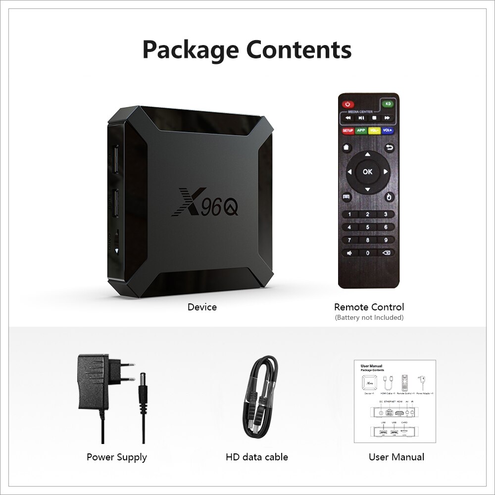 Hộp TV NETFLIX X96Q 2gb + 16gb Android 10.0 2.4g Wifi 4k Và Phụ Kiện