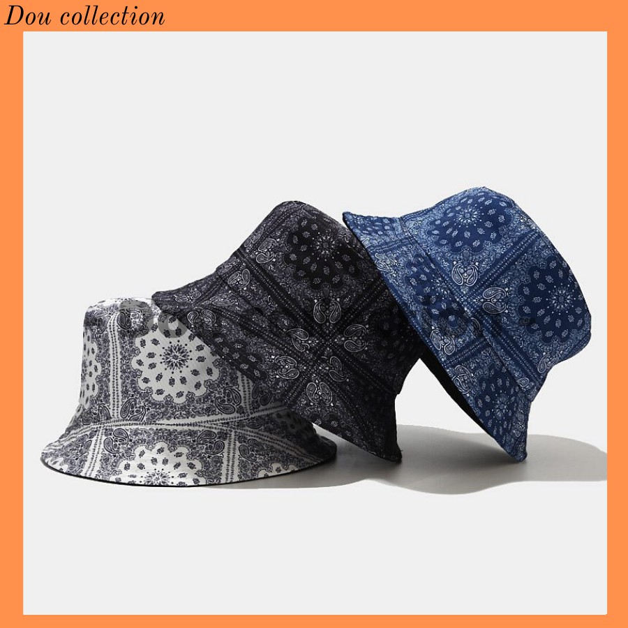 [Nowship2h] Mũ Nón Bucket Vành Ngắn Họa Tiết Bandana Phong Cách Đường Phố - Ma NV009