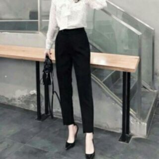 Quần baggy nữ gấu lệch công sở chất tuyết mưa