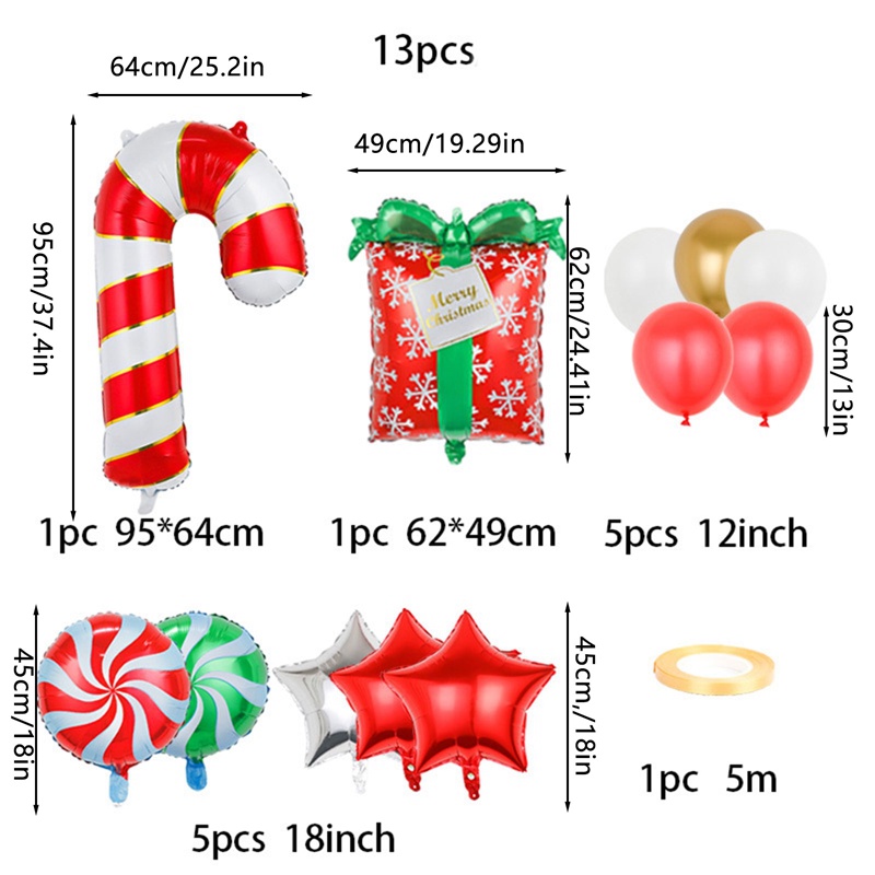Unnyt Bộ Bong Bóng Màng Nhôm Hình Ông Già Noel Dùng Trang Trí Cây Thông Giáng Sinh