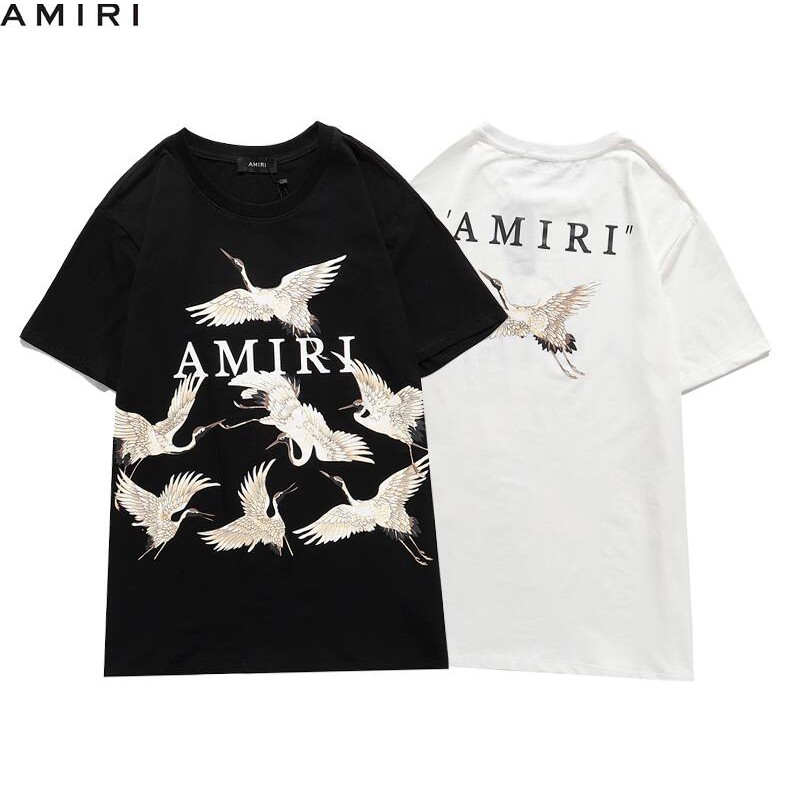 Áo Thun Tay Ngắn Vải Cotton In Chữ Amiri Thời Trang Cho Nam Nữ