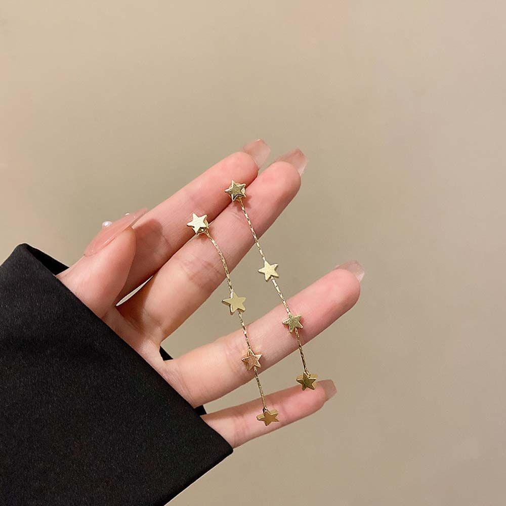 Bông Tai Dáng Dài Hình Ngôi Sao Thanh Lịch Phong Cách Hàn Quốc