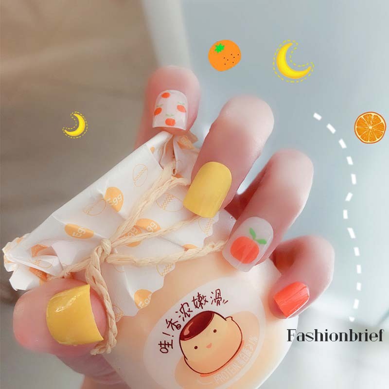 Set 24 móng tay giả in hình trái cây mùa hè dễ thương