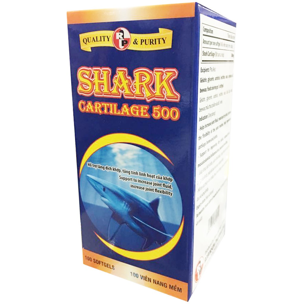 Shark Cartilage 500-Viên Uống Vi Cá Mập, Giảm Đau Khớp, Ngừa Viêm Khớp (100 viên)