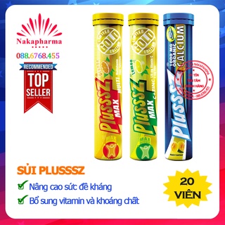 Sủi Plusssz Max Multivitamin vị Cam + Plusssz Max Vitamin C ZinC vị Chanh + Plussz Calcium Đào
