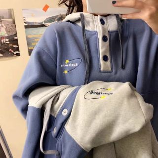 Áo hoodie phối 2 màu