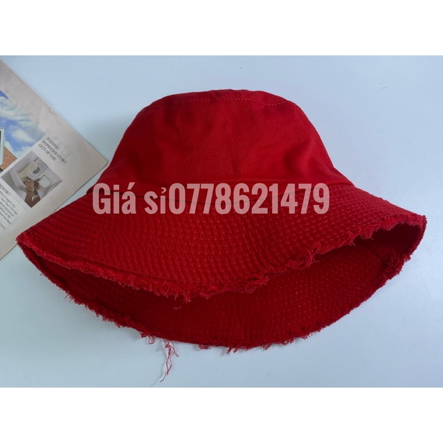 mũ bo bucket 2 lớp - nón bo tai bèo nam nữ trơn vành tua (rách) năng đồng thời trang trẻ