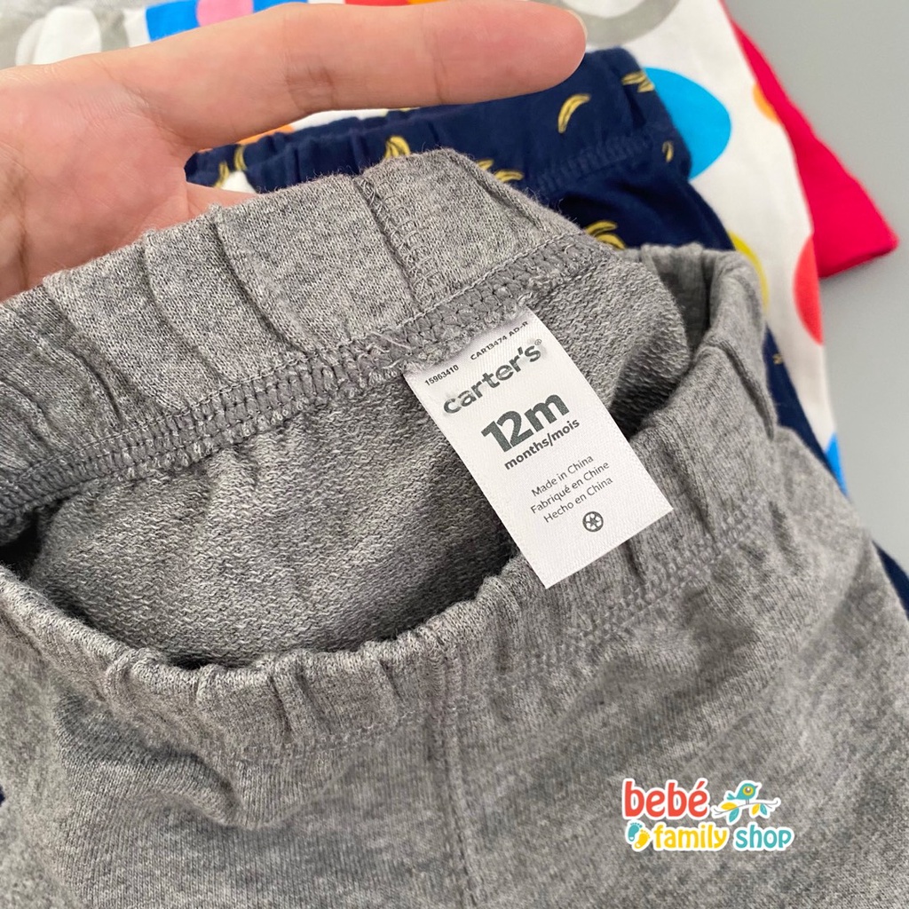 [Size 0-3M] Quần Short/ Quần đùi bé trai xuất dư Carters sơ sinh đến 2 tuổi chất thun cotton da cá QTB