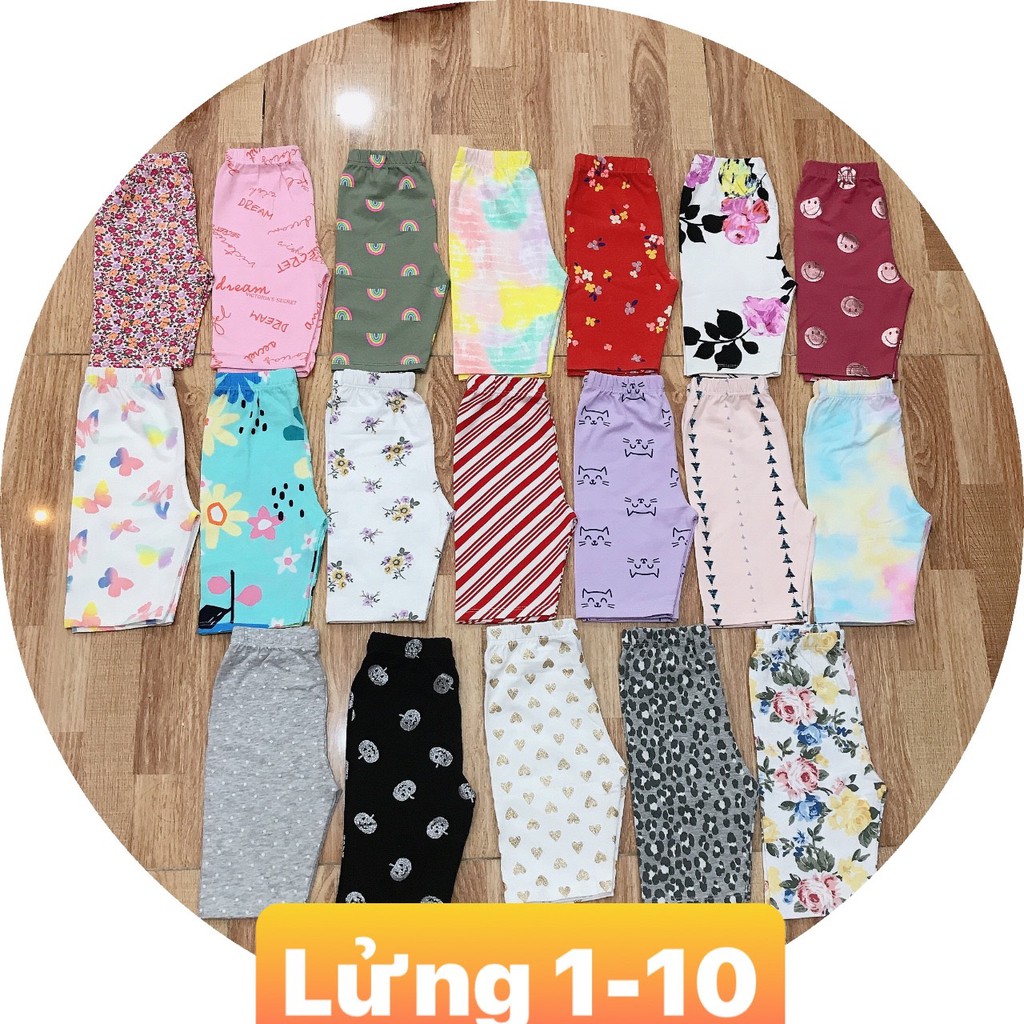 [VẢI XUẤT XỊN] SET 5 LEGGING LỬNG CHO BÉ GÁI THUN COTTON 4C MỊN MÁT 10-41KG