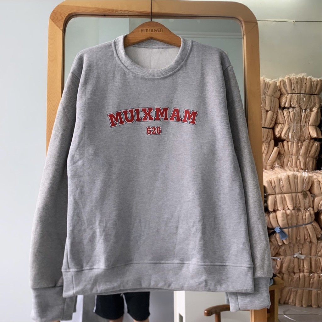 Áo Sweater Xám Chất Nỉ Ngoại Dày Dặn Áo Sweater Hàng Đẹp Form Rộng Unisex Nam Nữ