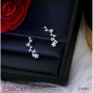 Bông tai bạc Ý 925 Bạc xinh Huệ Ngân - Nhành hoa E16041