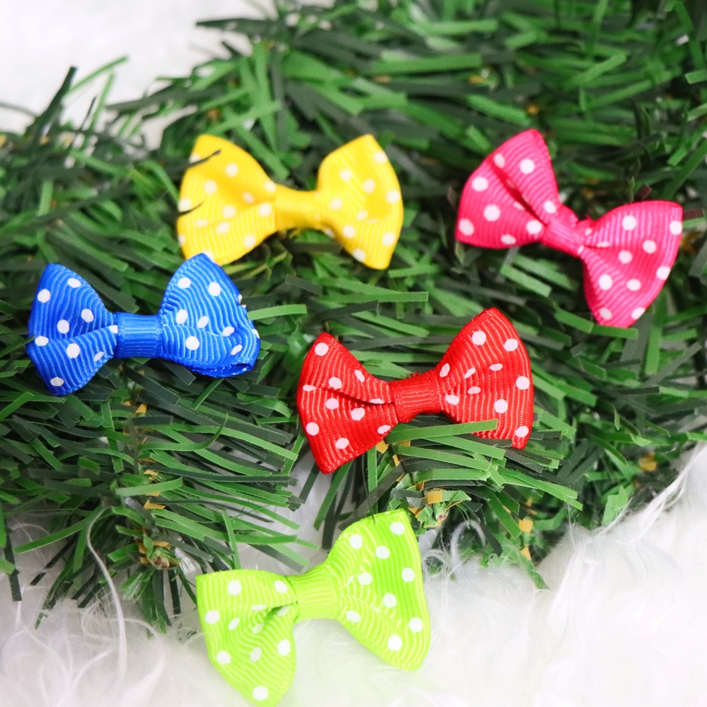 Set 20 Nơ Nhí Chấm Bi Trắng Giáng Sinh Trang Trí Noel