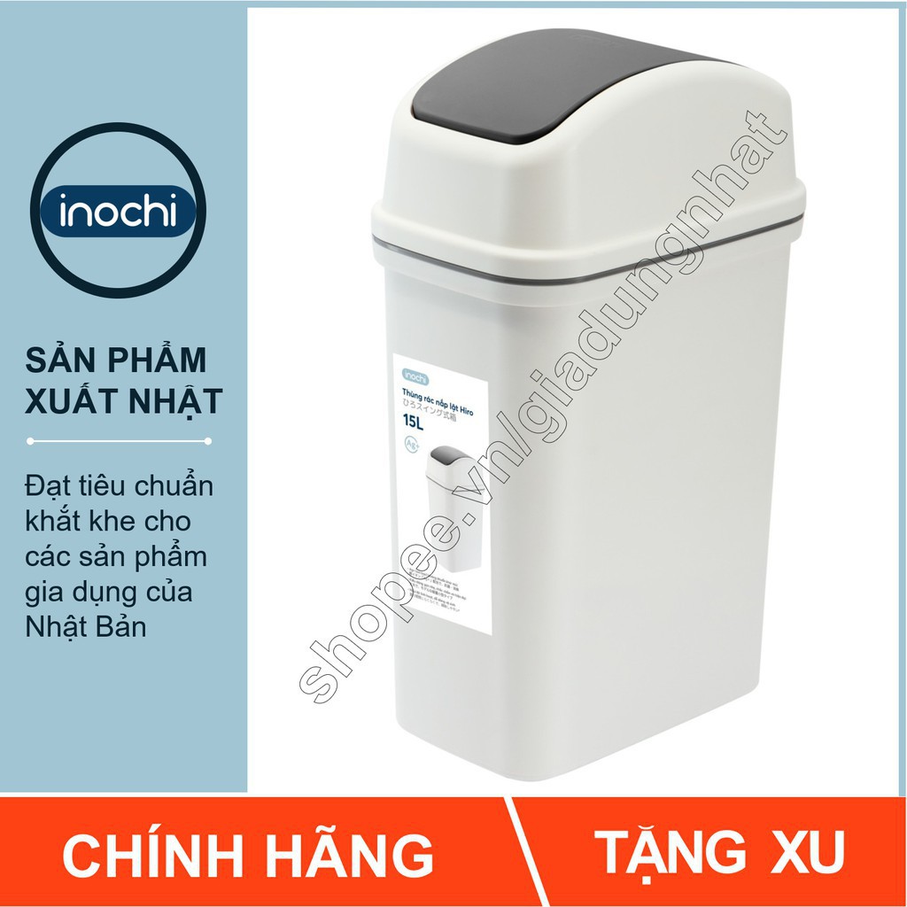 Thùng Rác Nhựa Nắp Lật Inochi 15 Lít Rất Đẹp Làm Sọt Rác Văn Phòng, Khách Sạn, Đựng Rác Gia Đình, Để Bàn Trong Nhà (tiêu