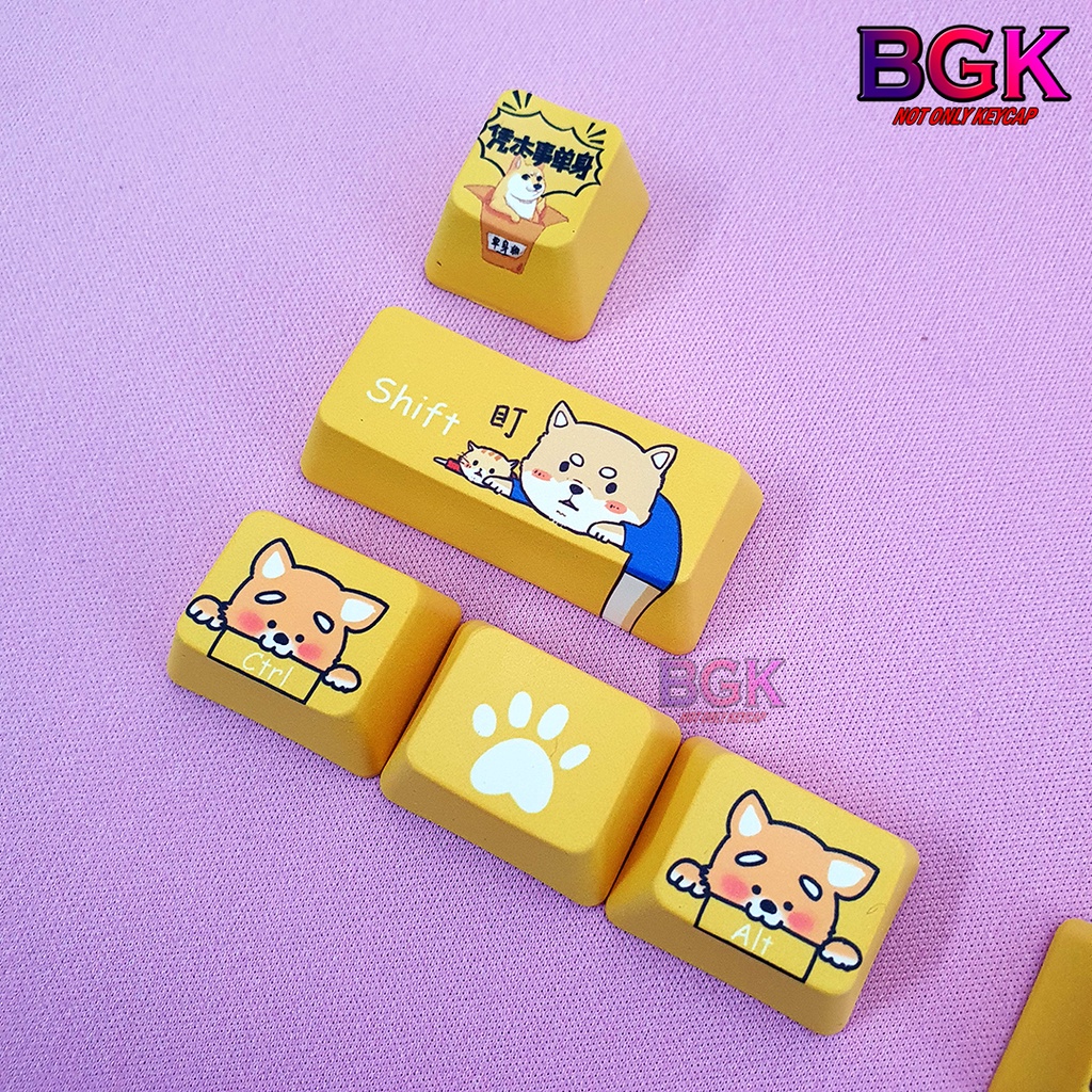 Bộ Keycap PBT 10 Nút chủ đề Shiba Doge Chất Liệu PBT in dye Sub cho màu sắc tươi tắn