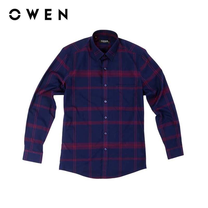 Áo Sơ mi dài tay nam Owen Bamboo Regularfit màu xanh tím - AR90508DT