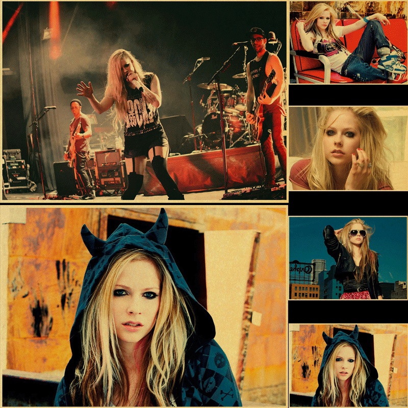 Ca sĩ ngôi sao âm nhạc Avril Lavigne Poster In giấy cổ điển để trang trí tường