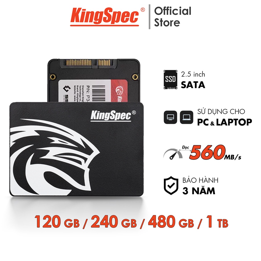 Ổ cứng SSD KingSpec 120GB / 240GB / 480GB SATA 2.5 cho PC Laptop | P4 Hàng Chính Hãng