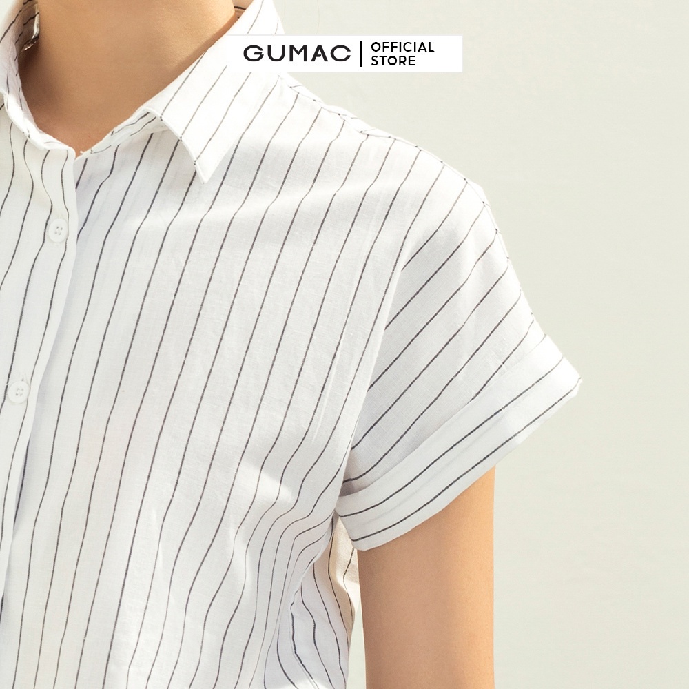 [Mã WABRGUM giảm 10% tối đa 30K đơn 99K] Áo sơ mi công sở nữ tay ngắn thời trang GUMAC chất liệu Linen cao cấp AC03068