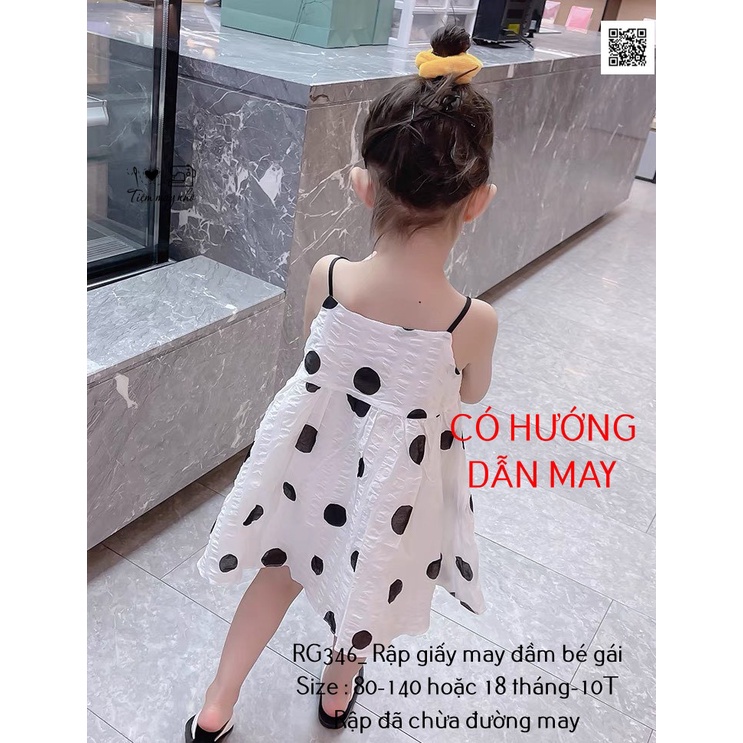 RG346_Rập giấy may váy dây 2 lớp bé gái