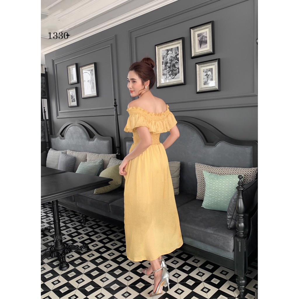 Váy vàng trễ vai chấm bi siêu xinh EC-maidieuhuyen C3 1330 | BigBuy360 - bigbuy360.vn