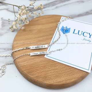 Lắc tay đôi thẻ bạc khắc tên