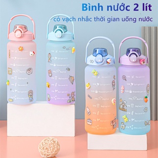 Bình nước 2 lít,Dễ Thương ,bình nước có ống hút