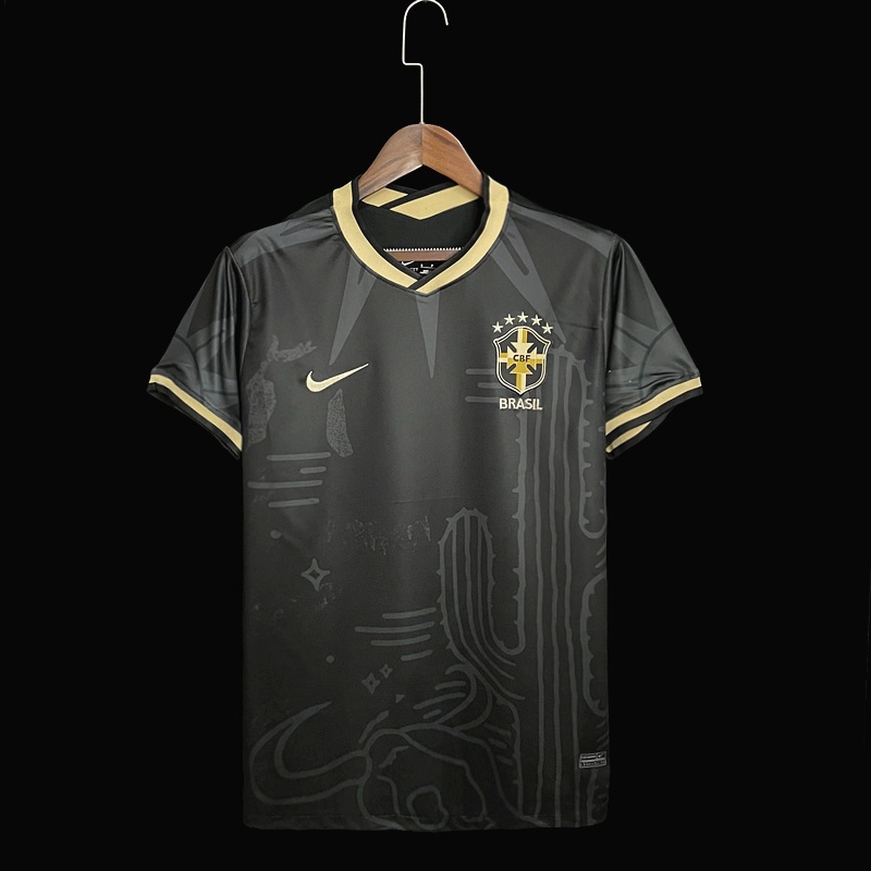 Áo Thun Bóng Đá Màu Đen Size S-XXL 2022/23 Brazil Cho Nam