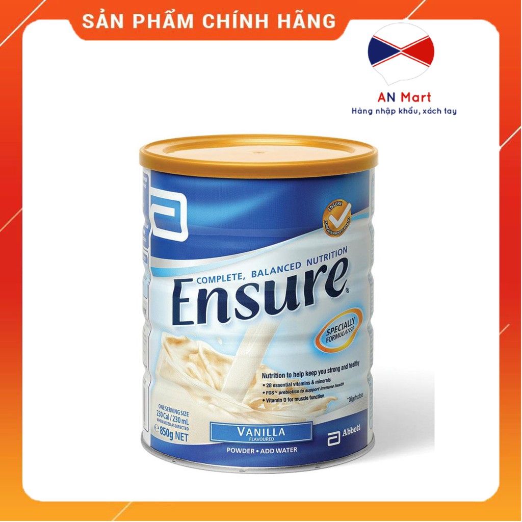 Sữa Bột Ensure Úc 850G Nhập Khẩu Từ Úc Hương Vanila Hàng Bay Aircargo Date Xa