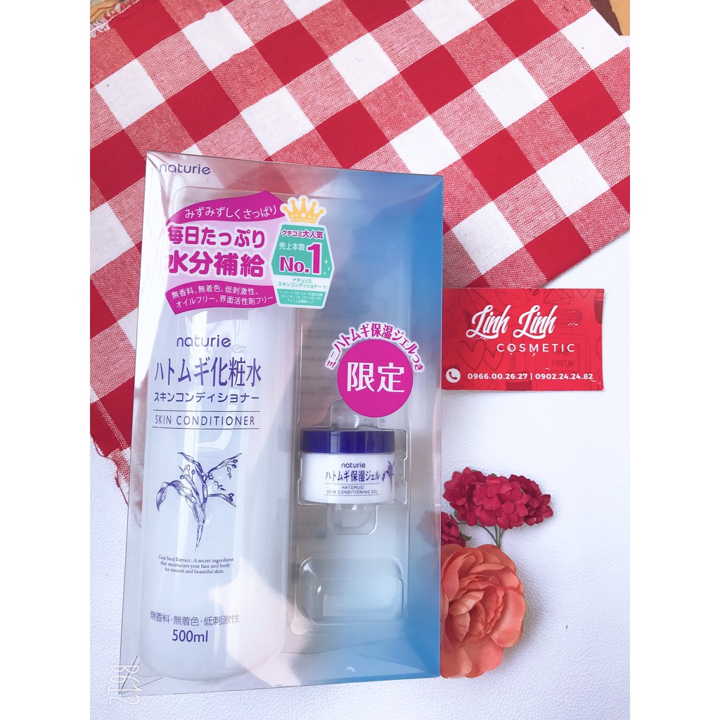 (tặng bình nước xương rồng) LOTION DƯỠNG ẨM HẠT Ý DĨ NATURIE / Lotion Naturie Hatomugi Skin Conditioner | BigBuy360 - bigbuy360.vn