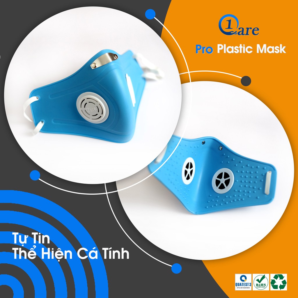 Khẩu trang nhựa đa năng 1Care Pro lọc bụi mịn PM5.0, kháng nước chống nắng 100%. Khẩu trang nhựa màu xanh pastel | BigBuy360 - bigbuy360.vn