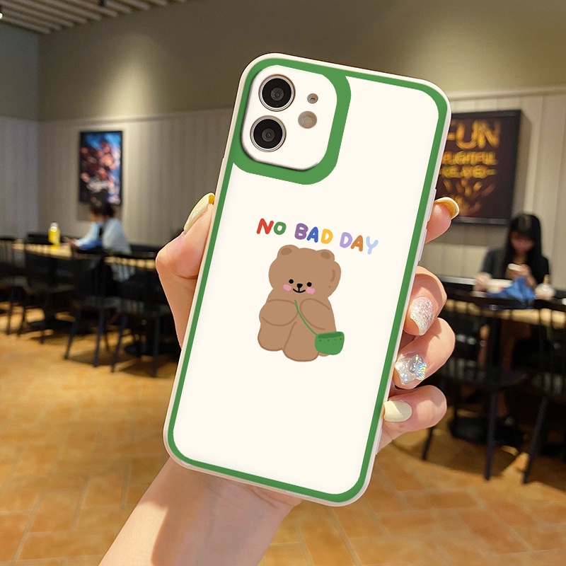 Ốp iphone - Ốp lưng iphone cạnh vuông viền camera Gấu nâu cute dành cho ip 6 đến 14promax - ng168