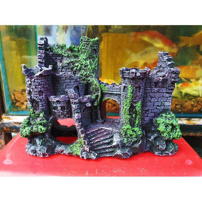 LÂU ĐÀI TRANG TRÍ HỒ CÁ NON BỘ 20X8X14CM