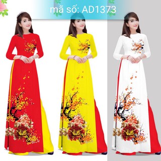Có bigsize 4XL AD1373 Set Áo DÀI TRUYỀN THỐNG in 3D họa tiết hoa mai mùa xuân kèm quần ống rộng