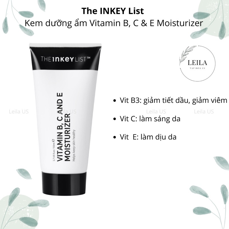 [Bill US] Kem dưỡng ẩm Vitamin B, C và E The Inkey List 50ml