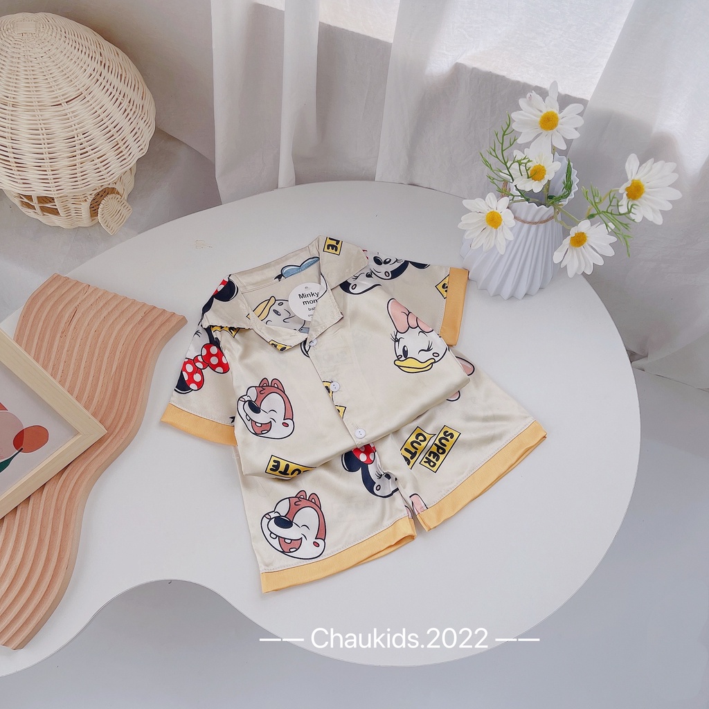 [SALE] Bộ Quần Áo Bé Gái, Bé Trai KIMCHIBABY Vải Lụa Mềm Mát Hoạ Tiết Bò Sữa, Pyjama Cho Bé Mặc Nhà Hè CK29