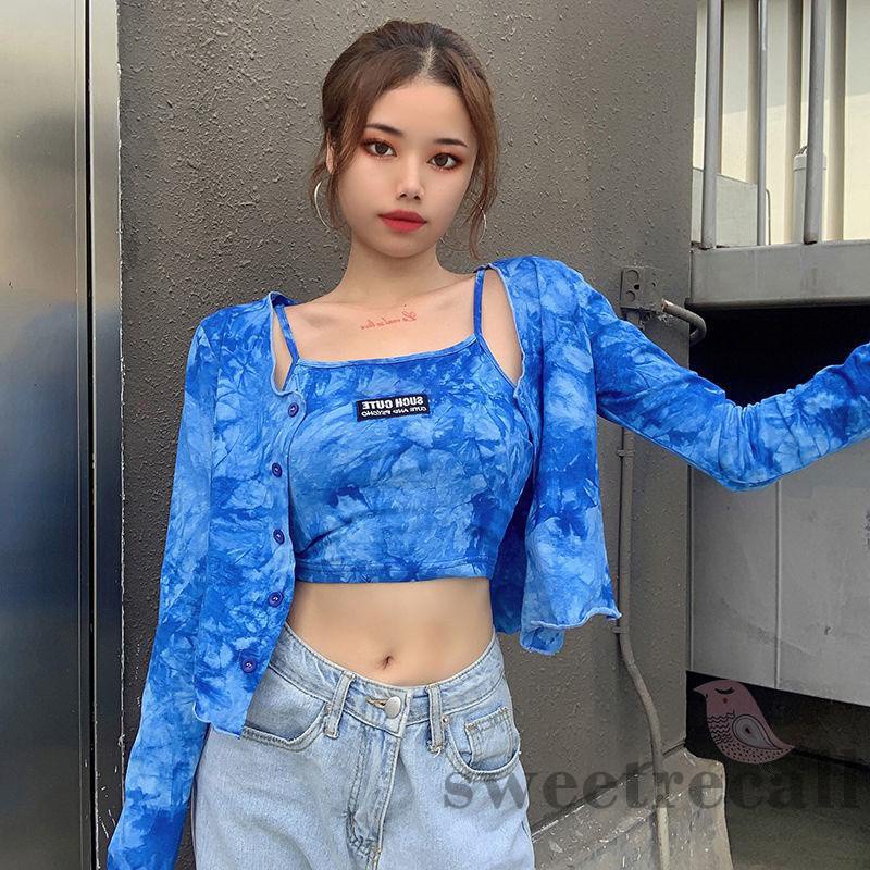 Áo Croptop Không Tay Thêu Chữ Màu Nhuộm Quyến Rũ Cho Nữ | BigBuy360 - bigbuy360.vn