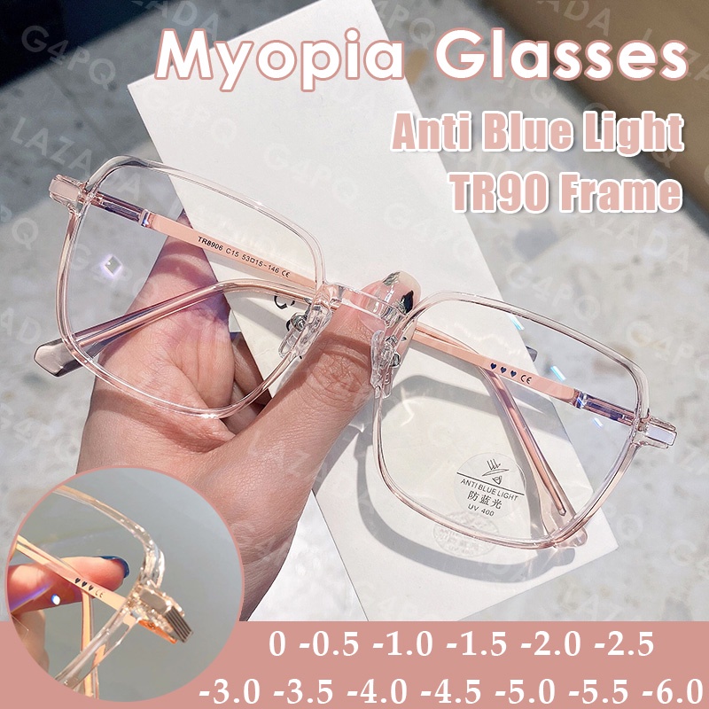 Kính Mát Gọng Vuông Oversized Chống Ánh Sáng Xanh Phong Cách Hàn Quốc Kèm Diopter - 0.5 Đến 600 Cho Nam Và Nữ