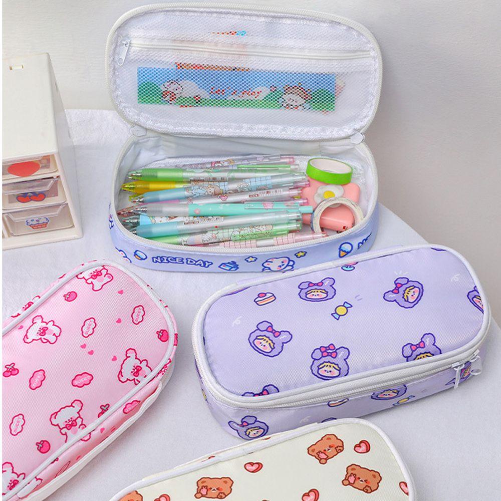 LANFY Creative Bear Pencil Case Cute Kawaii Pencil Bags Love Rabbit Pencil Bag Ins Styles Cosmetic Bag School Supplies Stationery Bag Large Capacity Multifunctional Storage Box/Multicolor