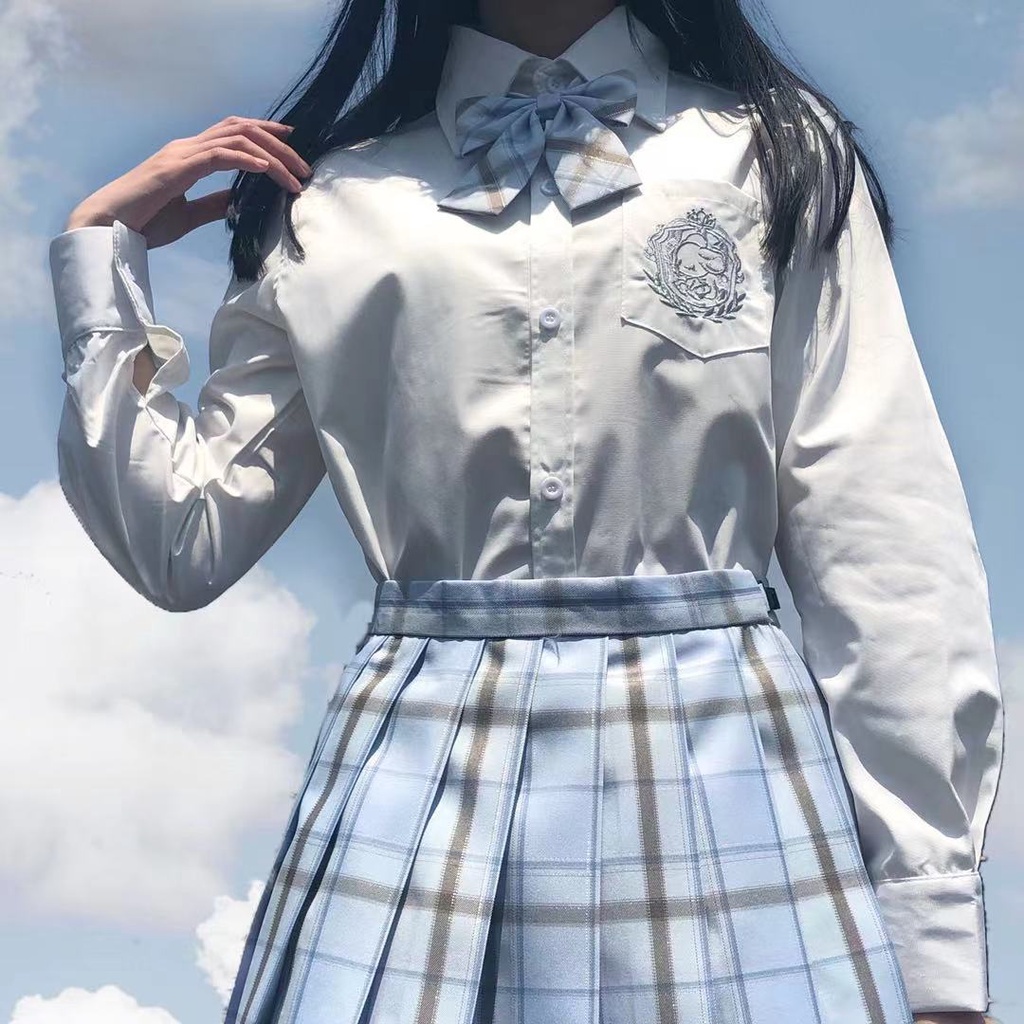 Áo blouse BL tay dài/ngắn đồng phục Seifuku túi thêu bé chuột
