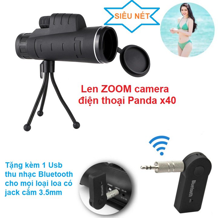 Len zoom cho camera điện thoại 40x60 nhìn xa đến 800m + Tặng kèm 1 usb phát nhạc Bluetooth car