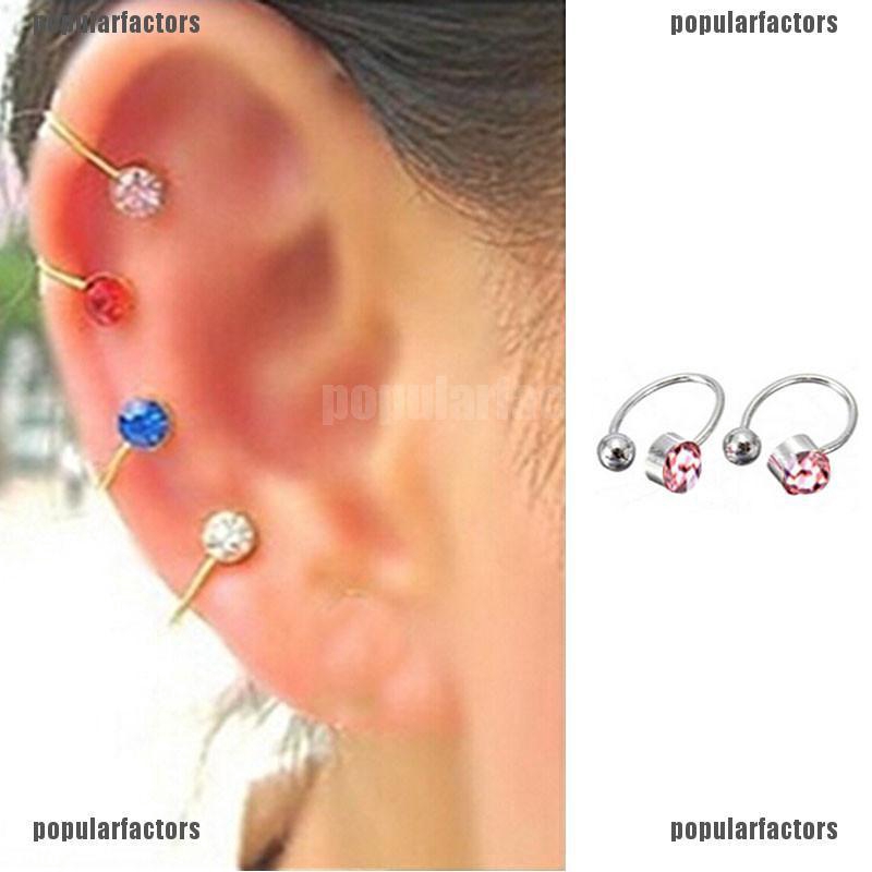 Khuyên Tai Chữ U Đính Đá Thời Trang