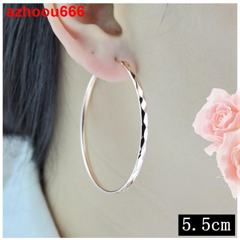 ✹℗Bông tai bạc Sterling nữ thời trang 925 mạ vàng hồng màu lớn làm quà tặng bạn gái